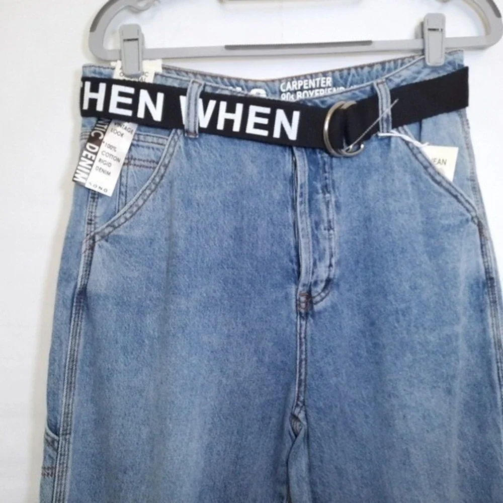 S O N G Jeans Women 29 Blue Y2K Utility Carpenter Cargo Relaxed Streetwear Denim